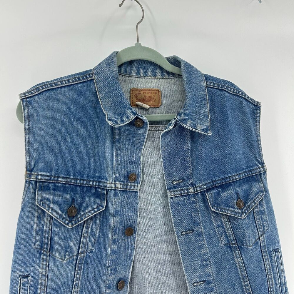 Vintage Gap Pioneer Denim Button Up Vest Men’s 42 Blue Jean Jacket 80's USA - Picture 2 of 8